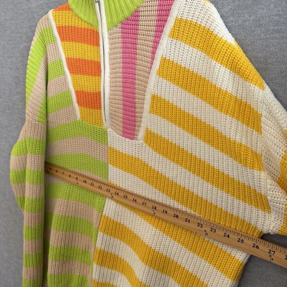 STAUD Cabana Knit Hampton Oversized Sweater M Stripe Multi Bright Bold Statement - Picture 8 of 12